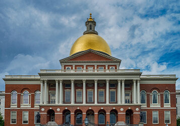 Massachusetts State House in Boston city, USA